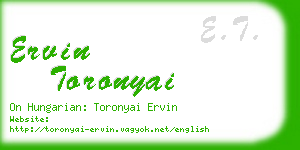 ervin toronyai business card